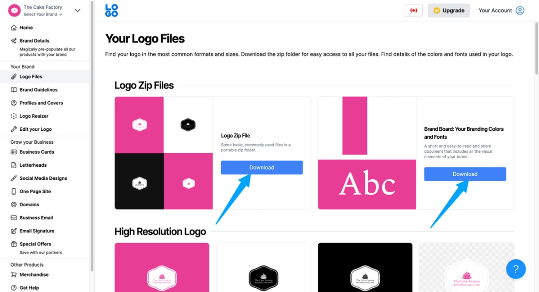 view your logo files
