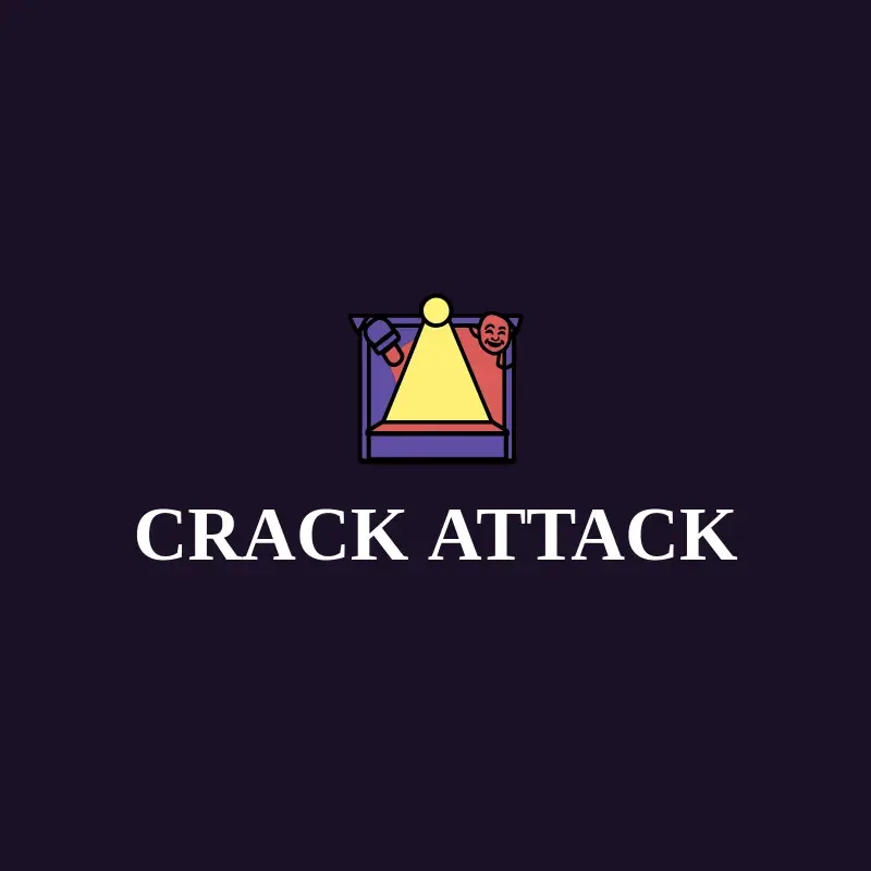The funny business name Crack Attack as a branded logo with a color icon