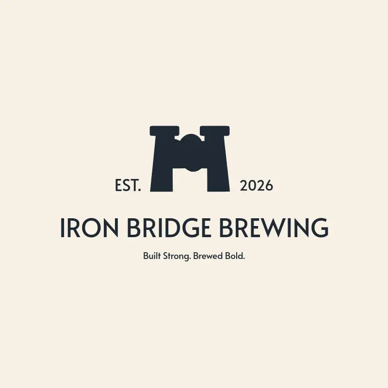 The brewery name Iron Bridge Brewing as a branded logo with a single color icon