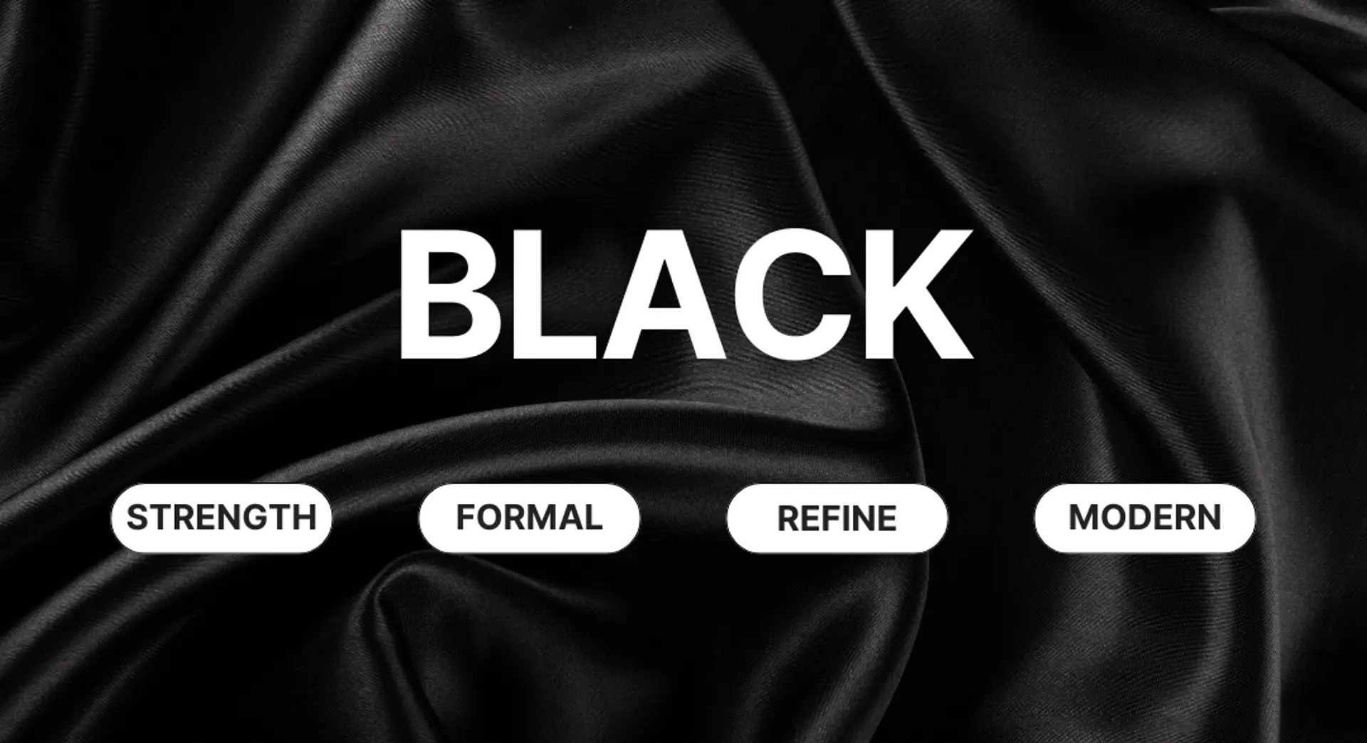 Black color psychology with meanings: strength, formal, refine, modern