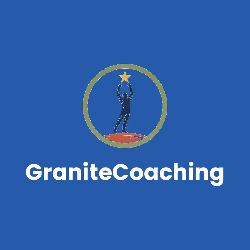 Linocut person reaching for a star coaching logo for GraniteCoaching