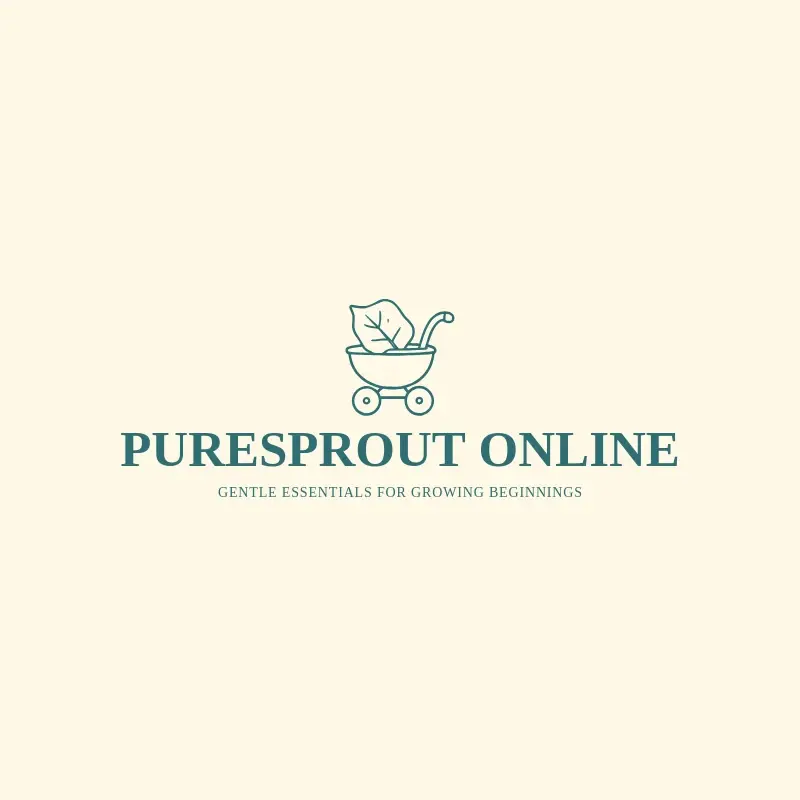 The baby store name PureSprout Online as a branded logo with a single color icon