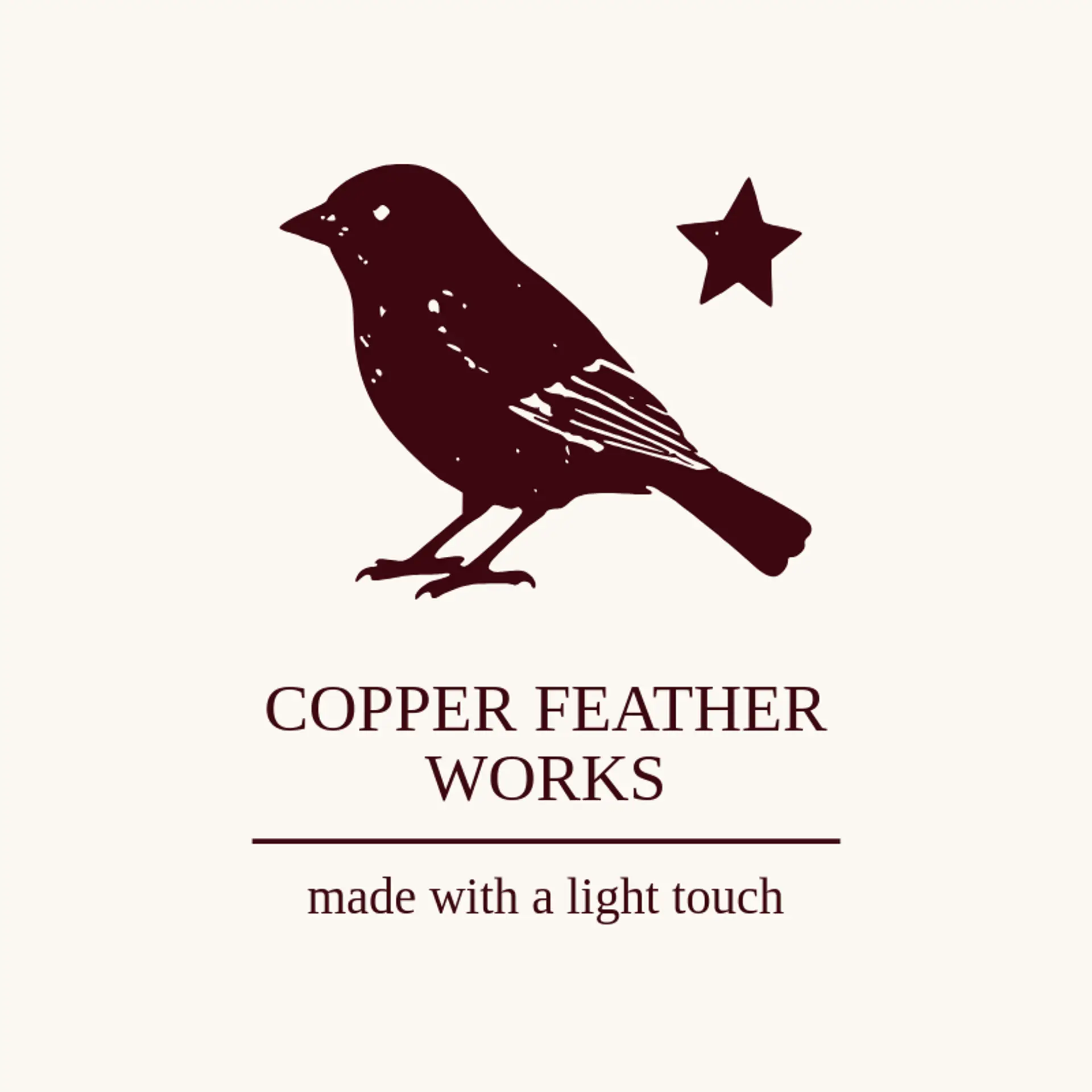 Copper Feather Works logo for sparrow