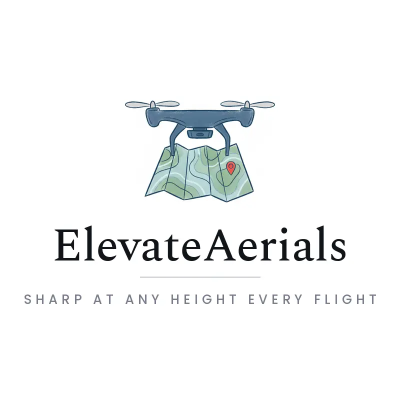 Illustrated drone mapping and aerial survey logo for ElevateAerials