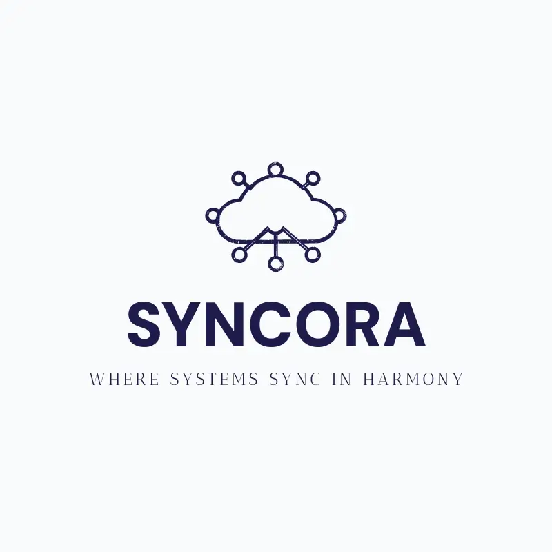 The app name Syncora as a branded logo with a single color icon