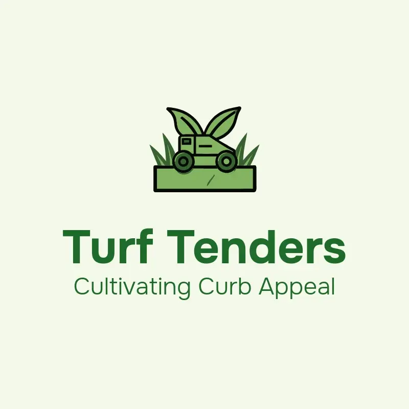 The lawn care name Turf Tenders as a branded logo with a color icon