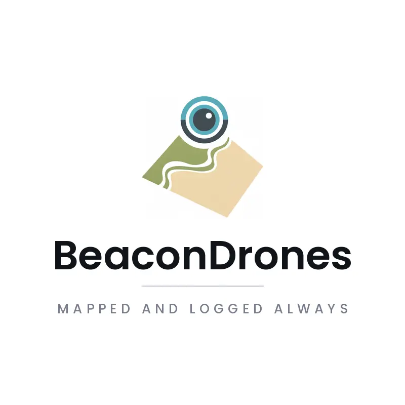 Minimal drone camera lens aerial view logo for BeaconDrones