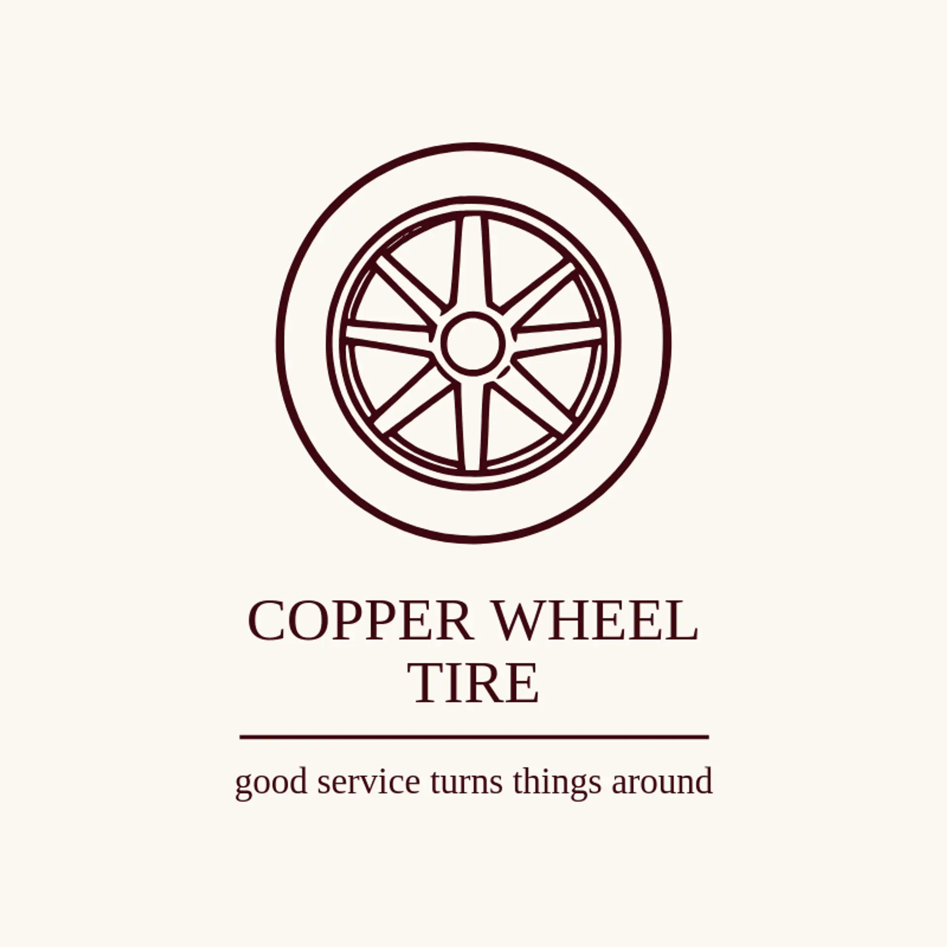 Copper Wheel Tire logo for tire shop
