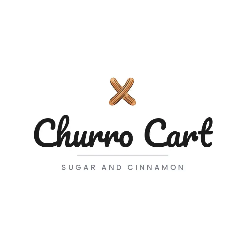 The food truck name Churro Cart as a branded logo in a brush paint style