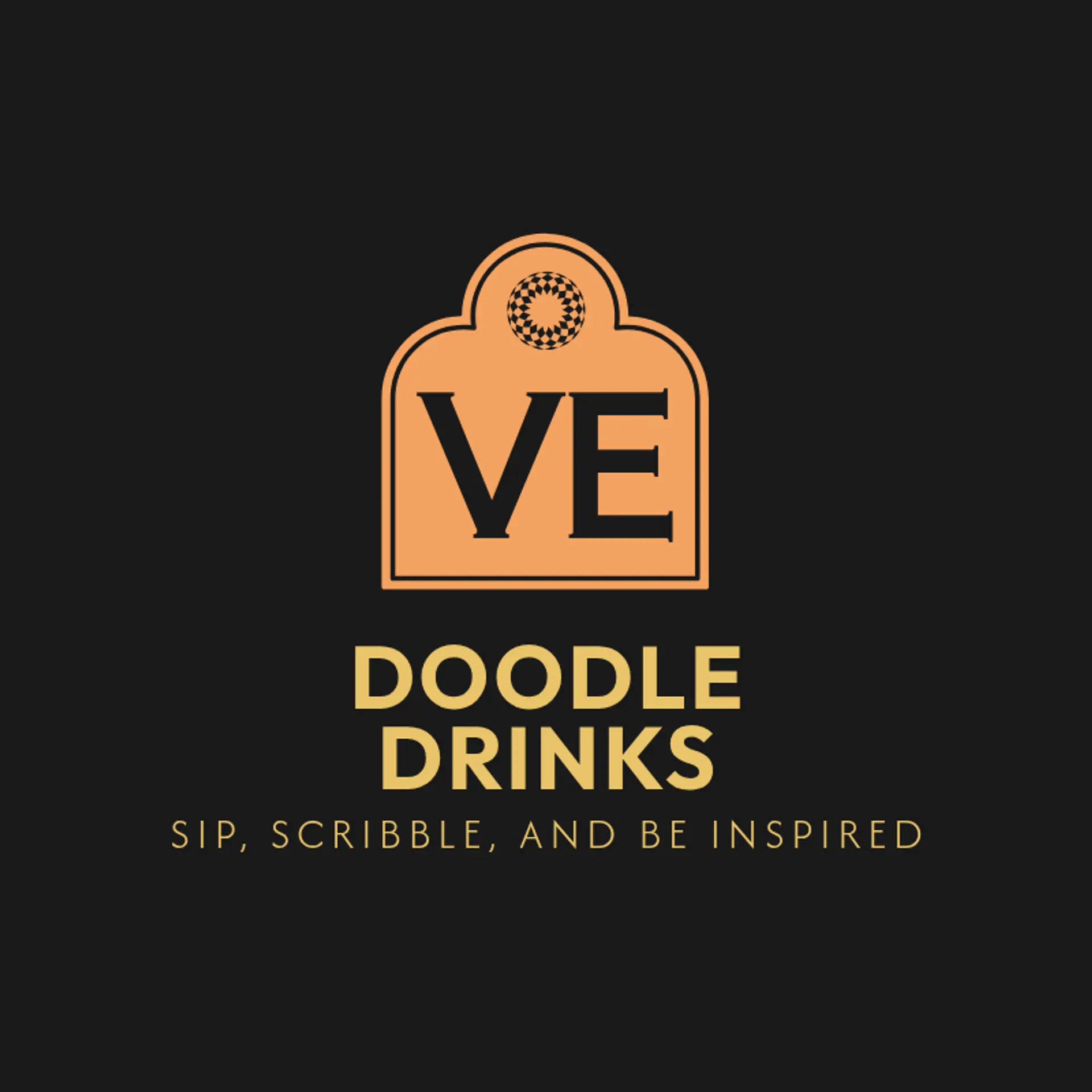 Doodle Drinks logo for creative cafe