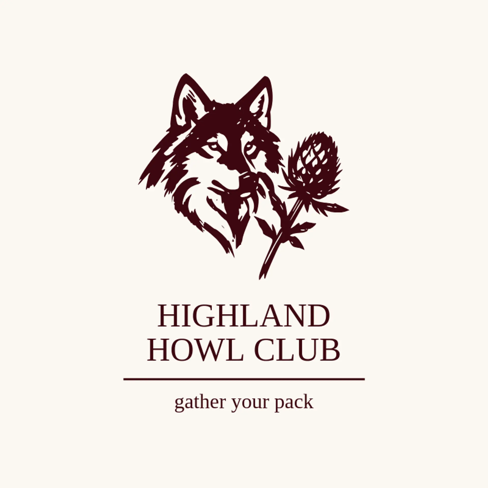 Highland Howl Club logo for wolf head
