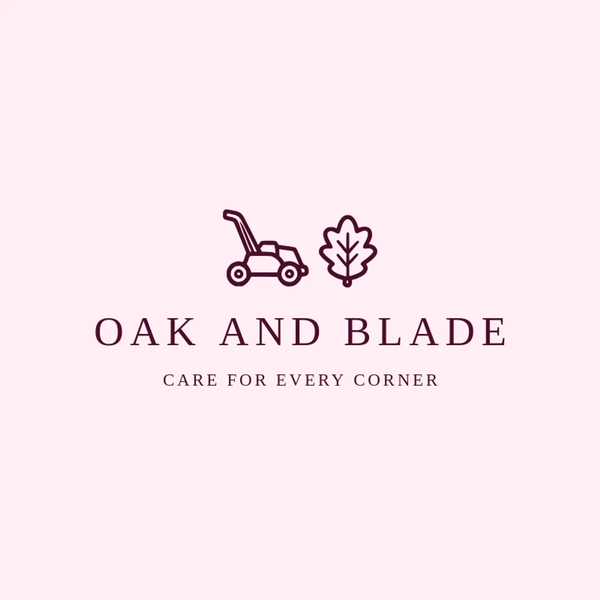 Oak and Blade logo for lawn mowing