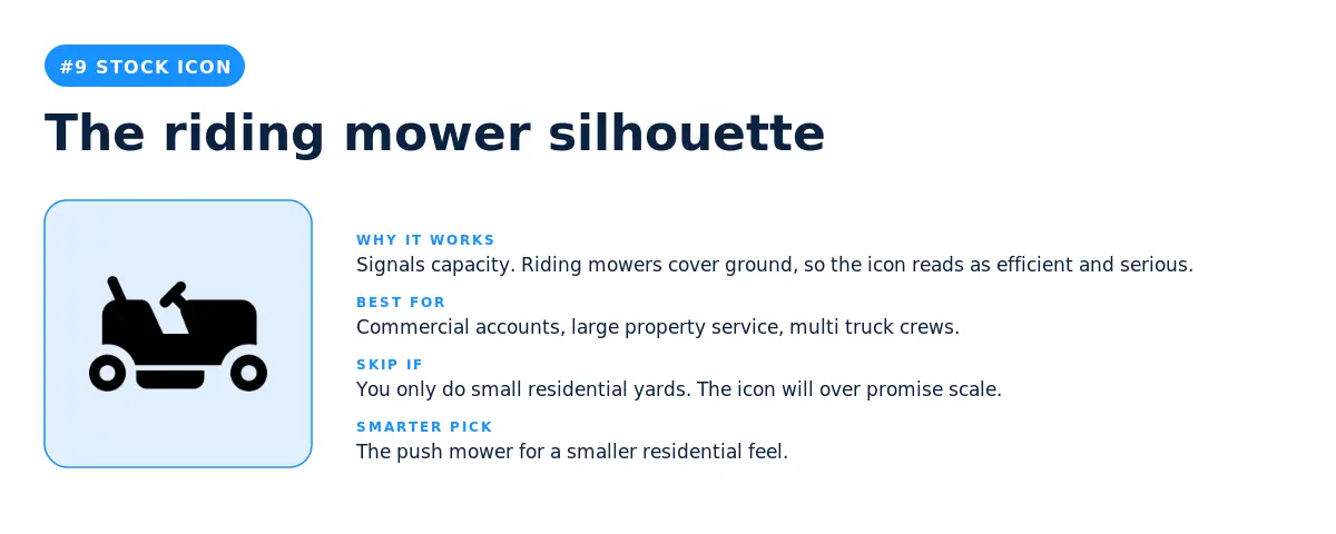 The riding mower silhouette stock icon