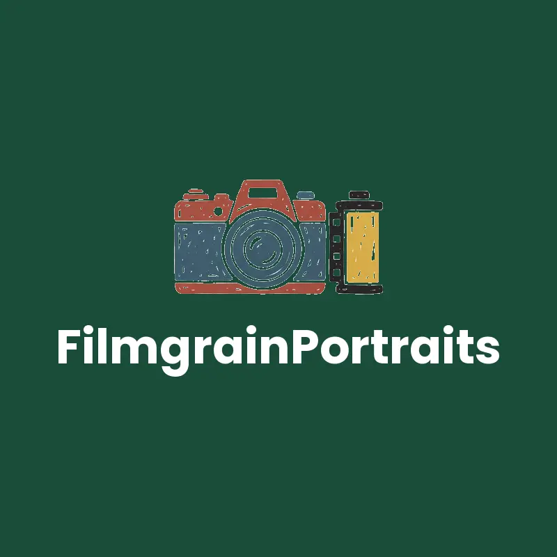 Linocut photo studio logo with a vintage camera and film roll
