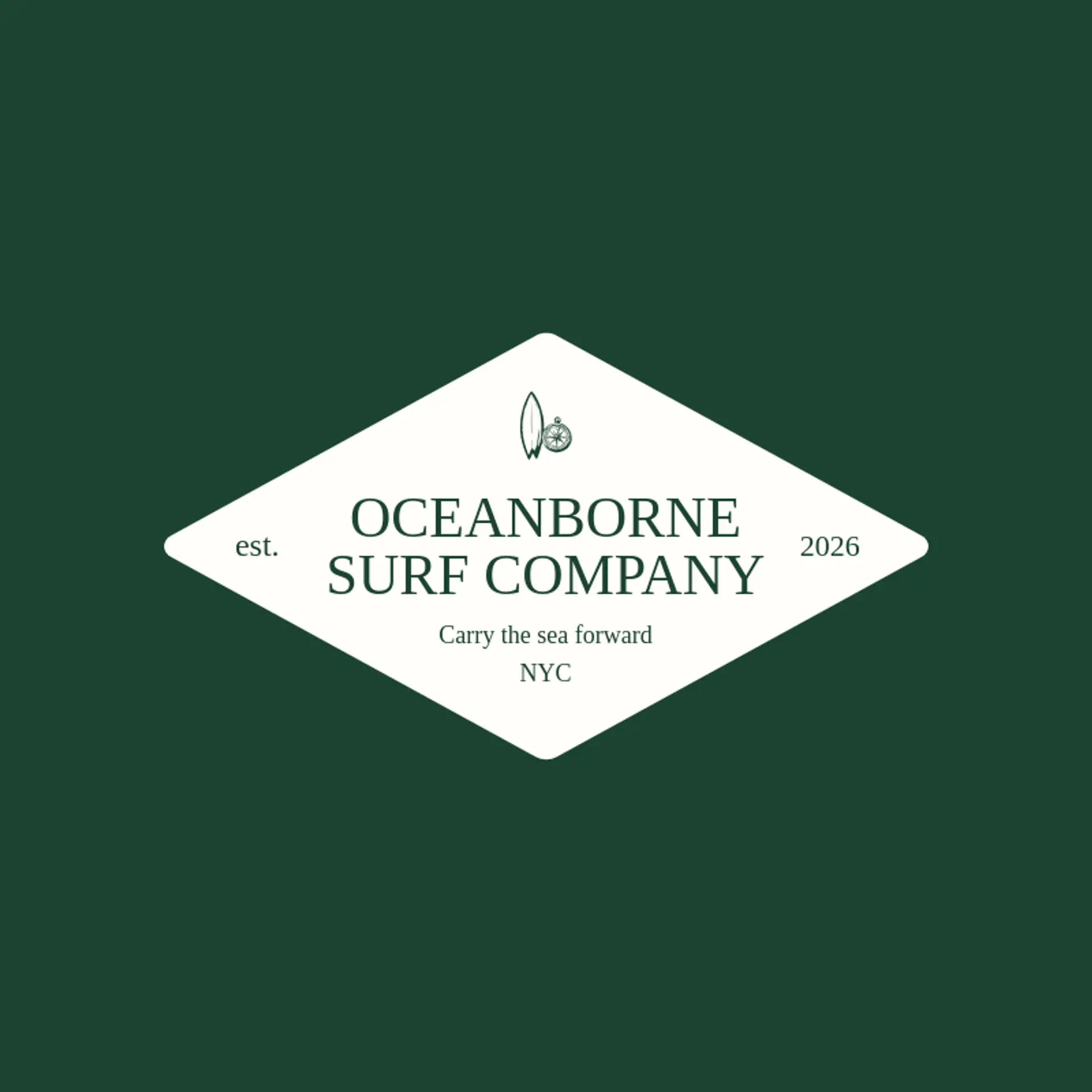 Oceanborne Surf Company logo for surfboard