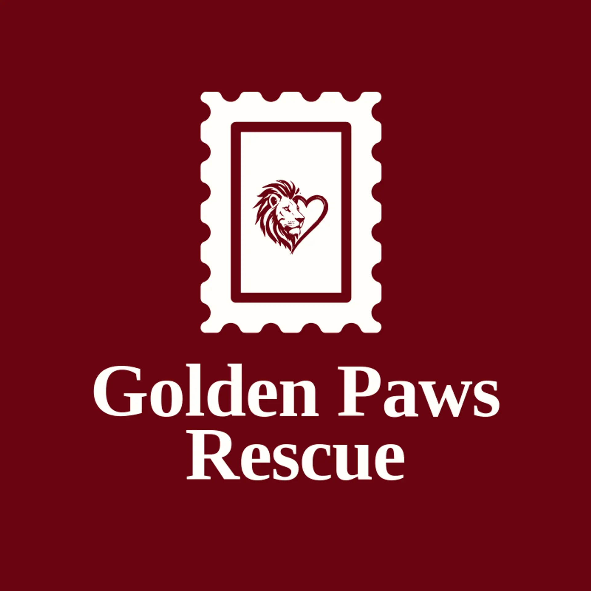 Golden Paws Rescue logo for lion head