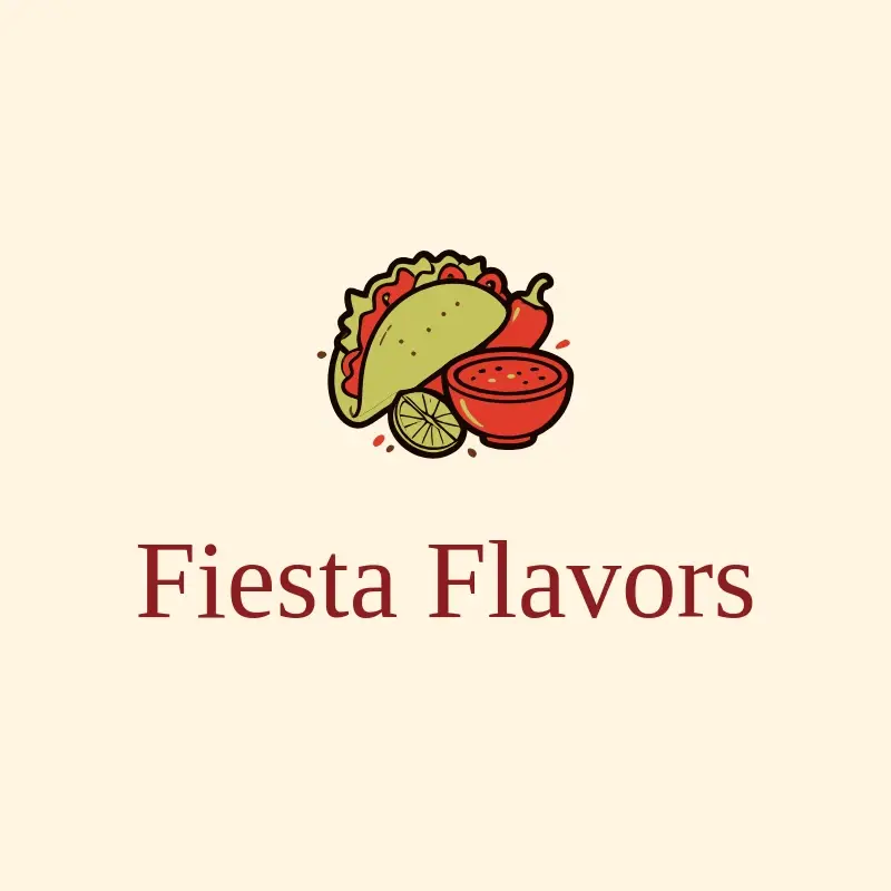The Mexican restaurant name Fiesta Flavors as a branded logo with a color icon