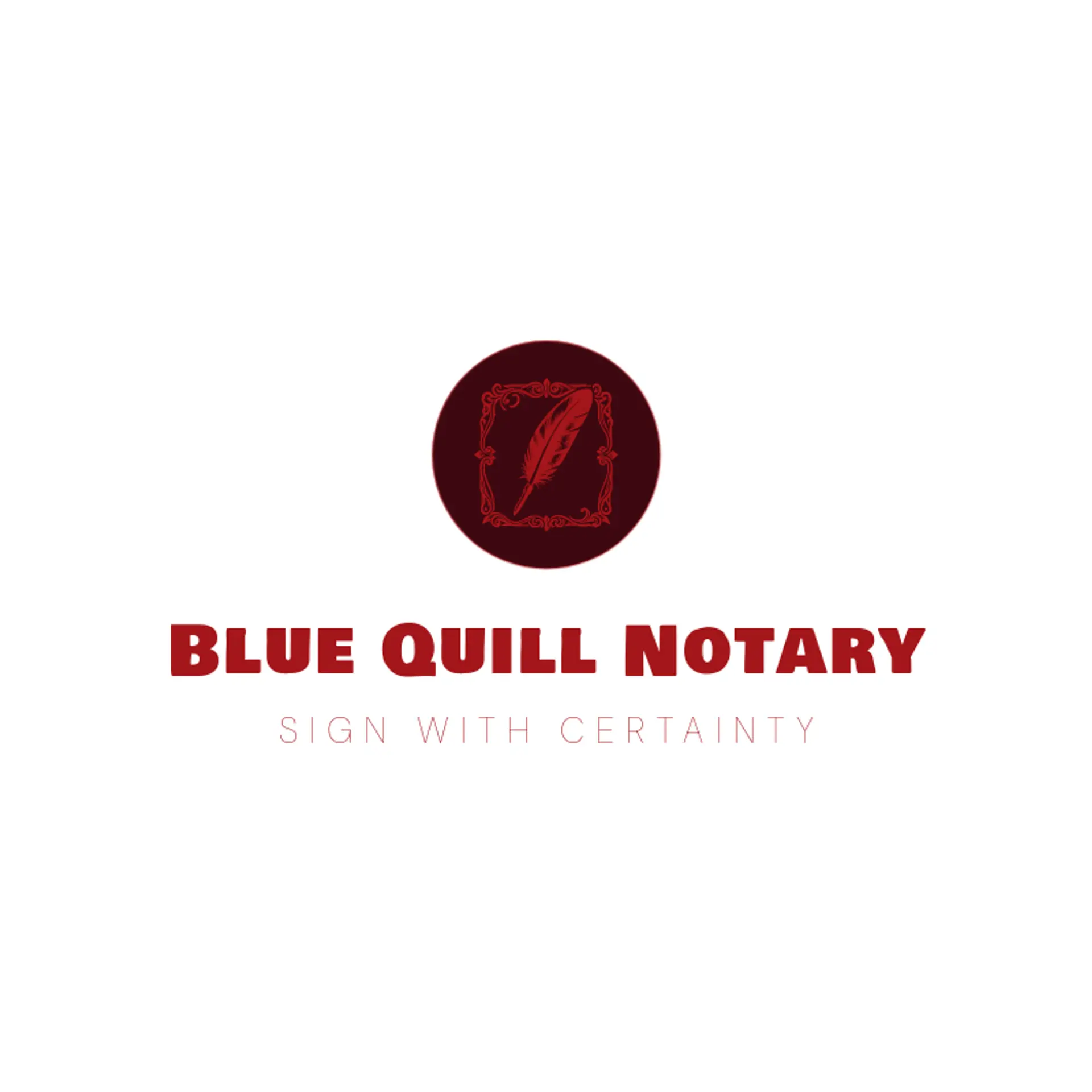 Blue Quill Notary logo for notary