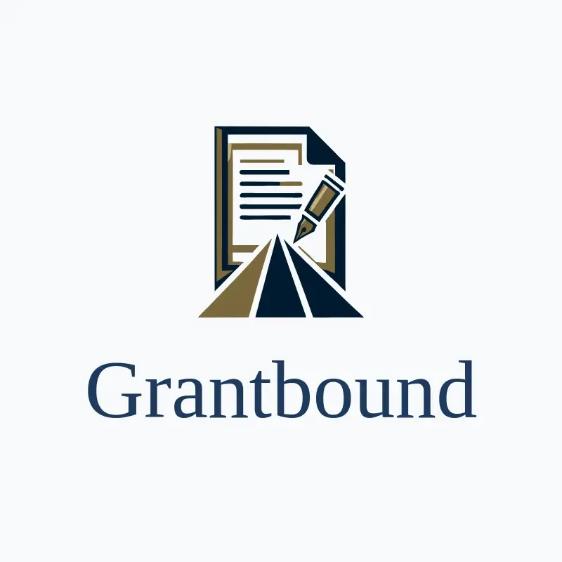 The copywriting business name Grantbound as a branded logo with a color icon