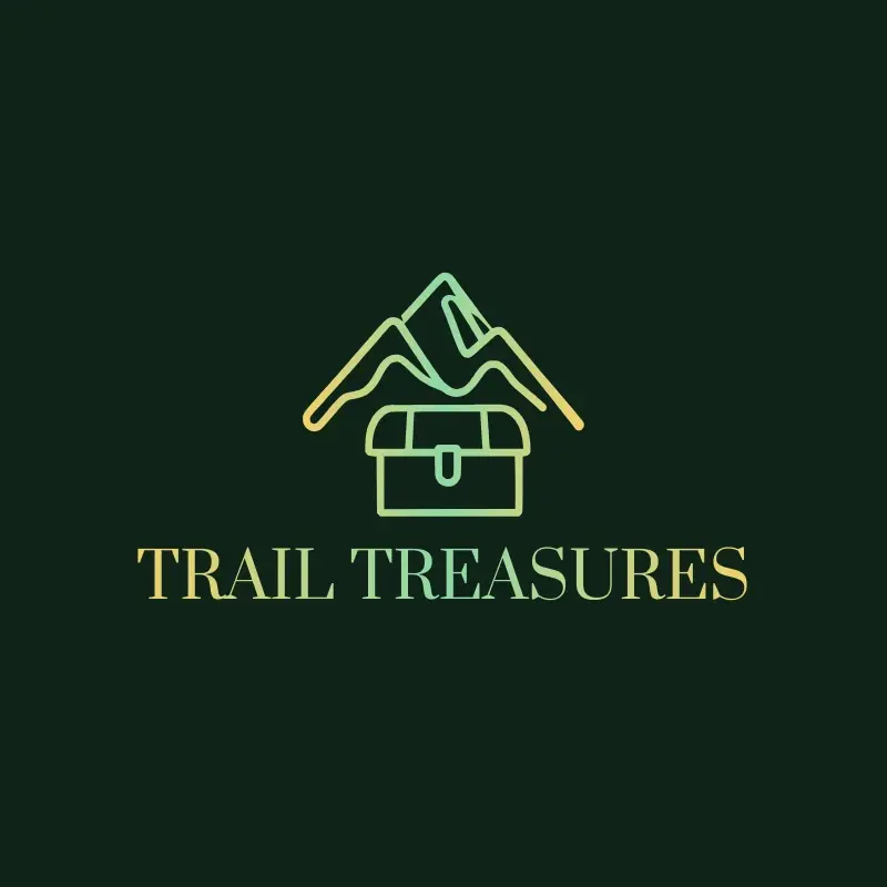 The Shopify store name Trail Treasures as a branded logo with a color icon
