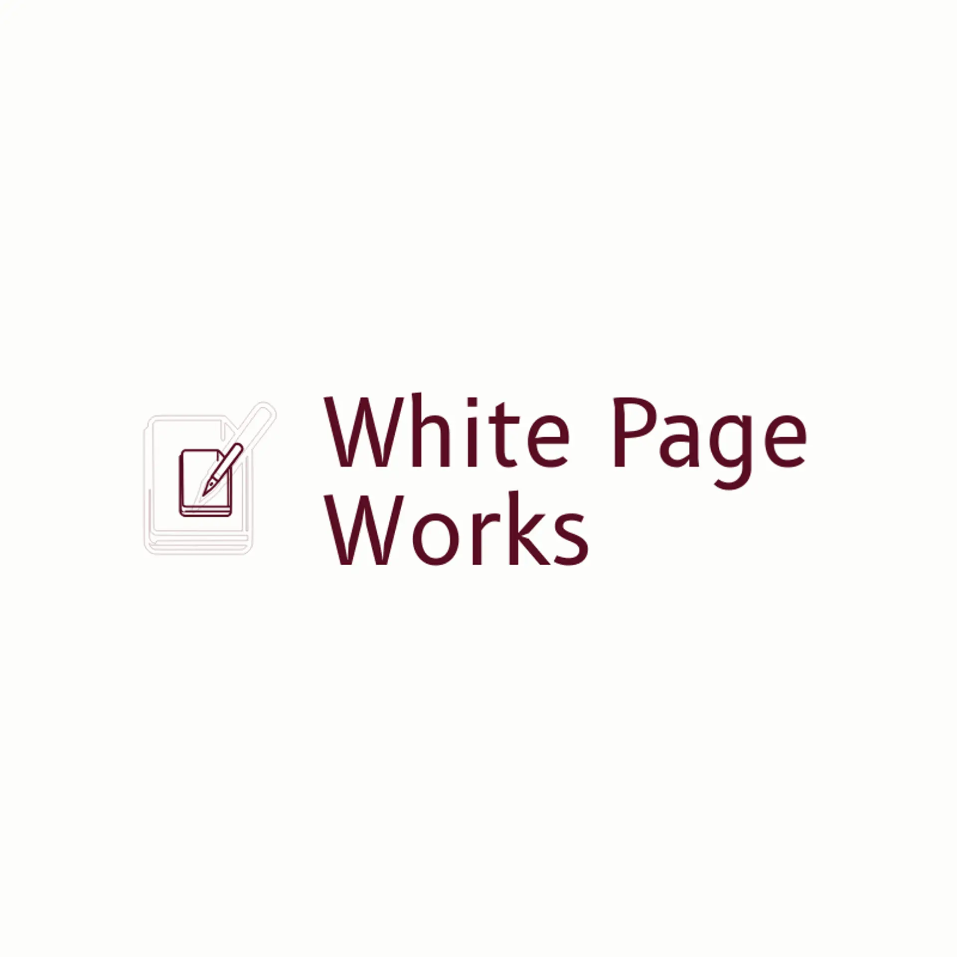 White Page Works logo for pen