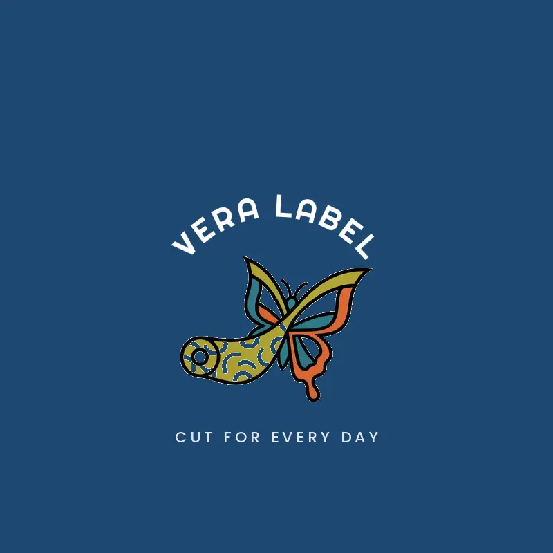 A bolt of fabric turning into a butterfly, a womenswear logo in a retro style