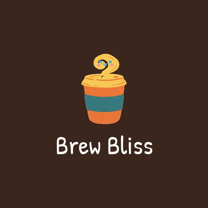 The cafe name Brew Bliss as a branded logo in a playful style
