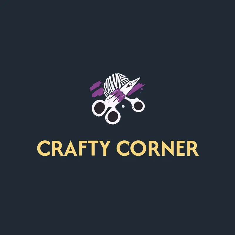 The crochet business name Crafty Corner as a branded logo with a color icon