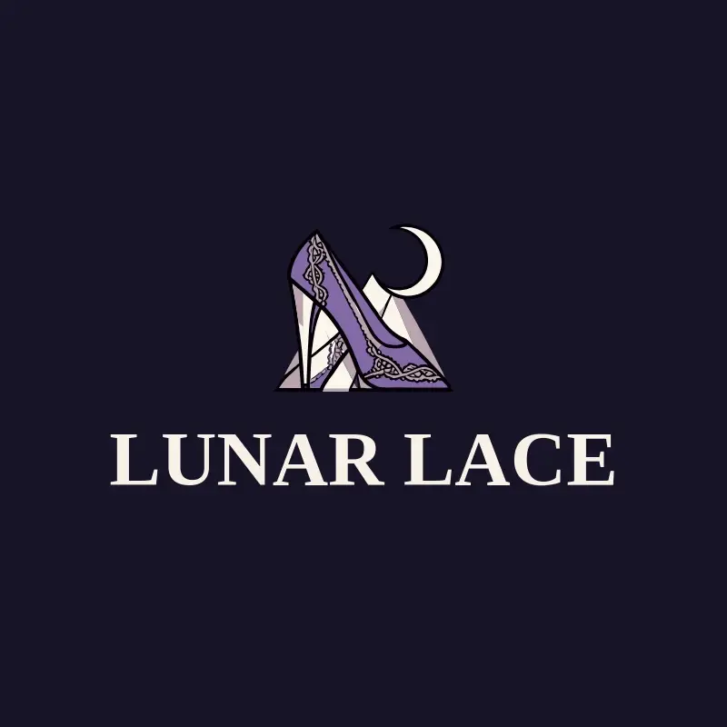 The shoe store name Lunar Lace as a branded logo with a color icon