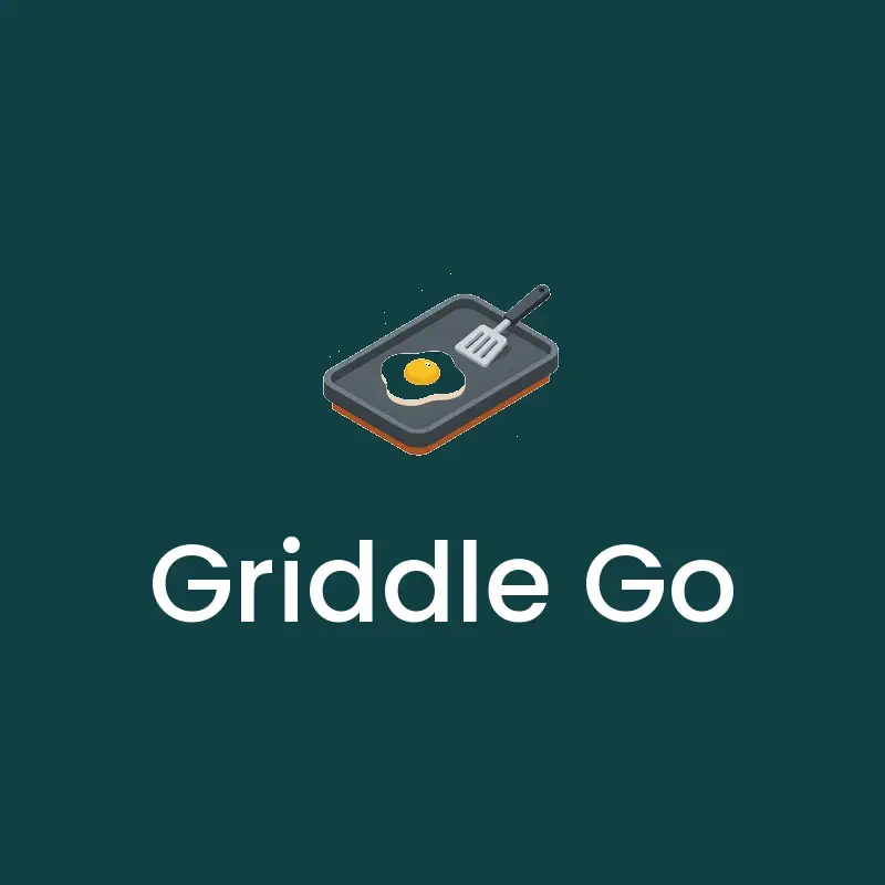 The food truck name Griddle Go as a branded logo in an isometric style