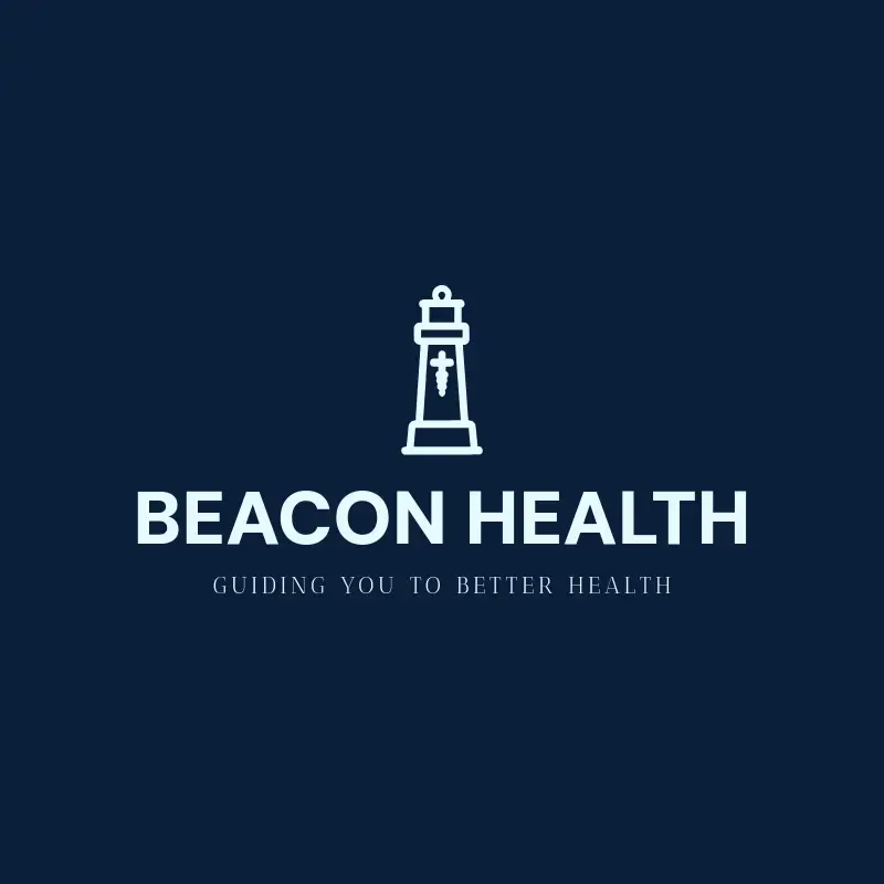 The medical practice name Beacon Health as a branded logo with a single color icon