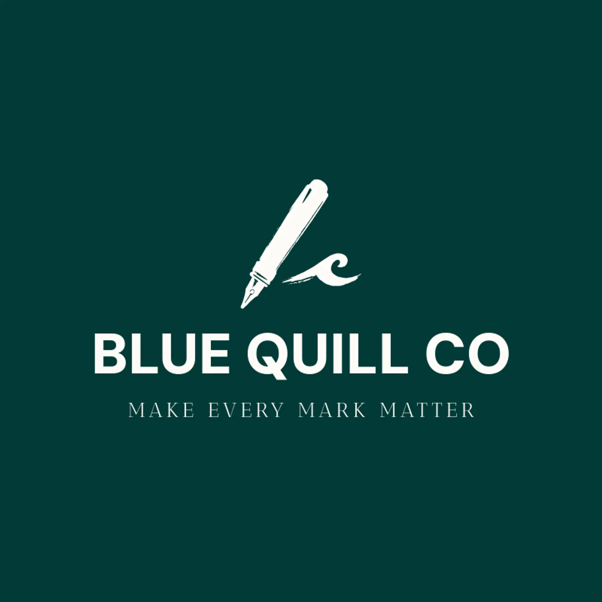 Blue Quill Co logo for pen