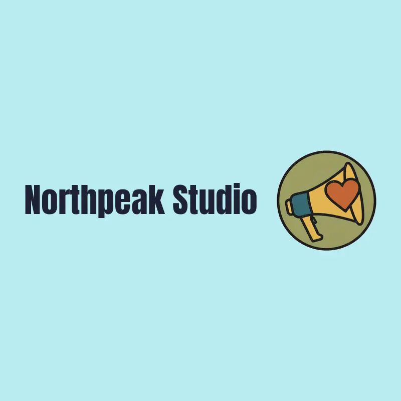 A heart inside a megaphone, a creative marketing logo in a black ink style