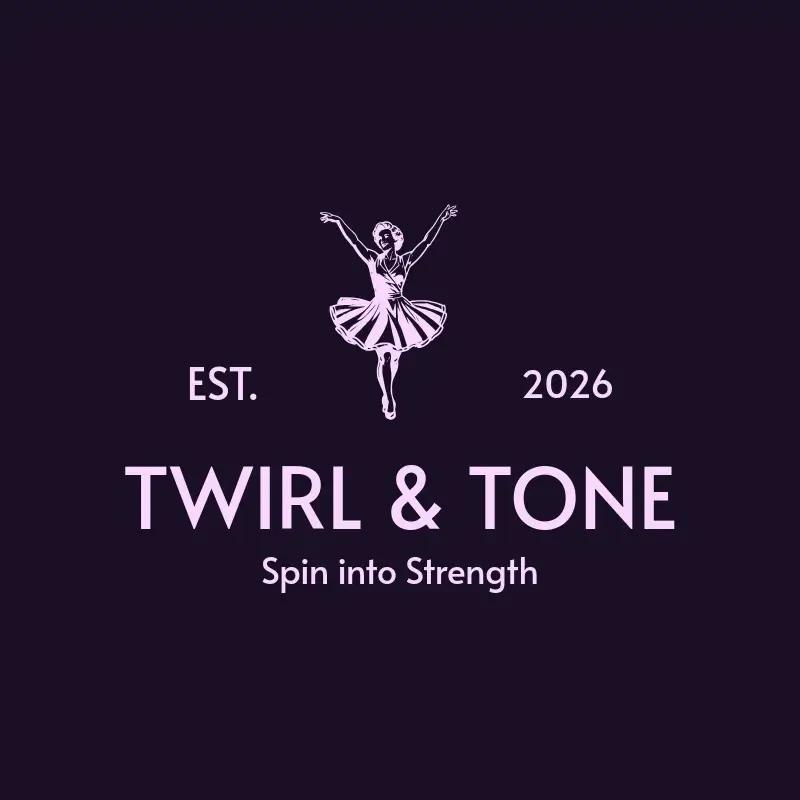 The dance studio name Twirl & Tone as a branded logo with a single color icon
