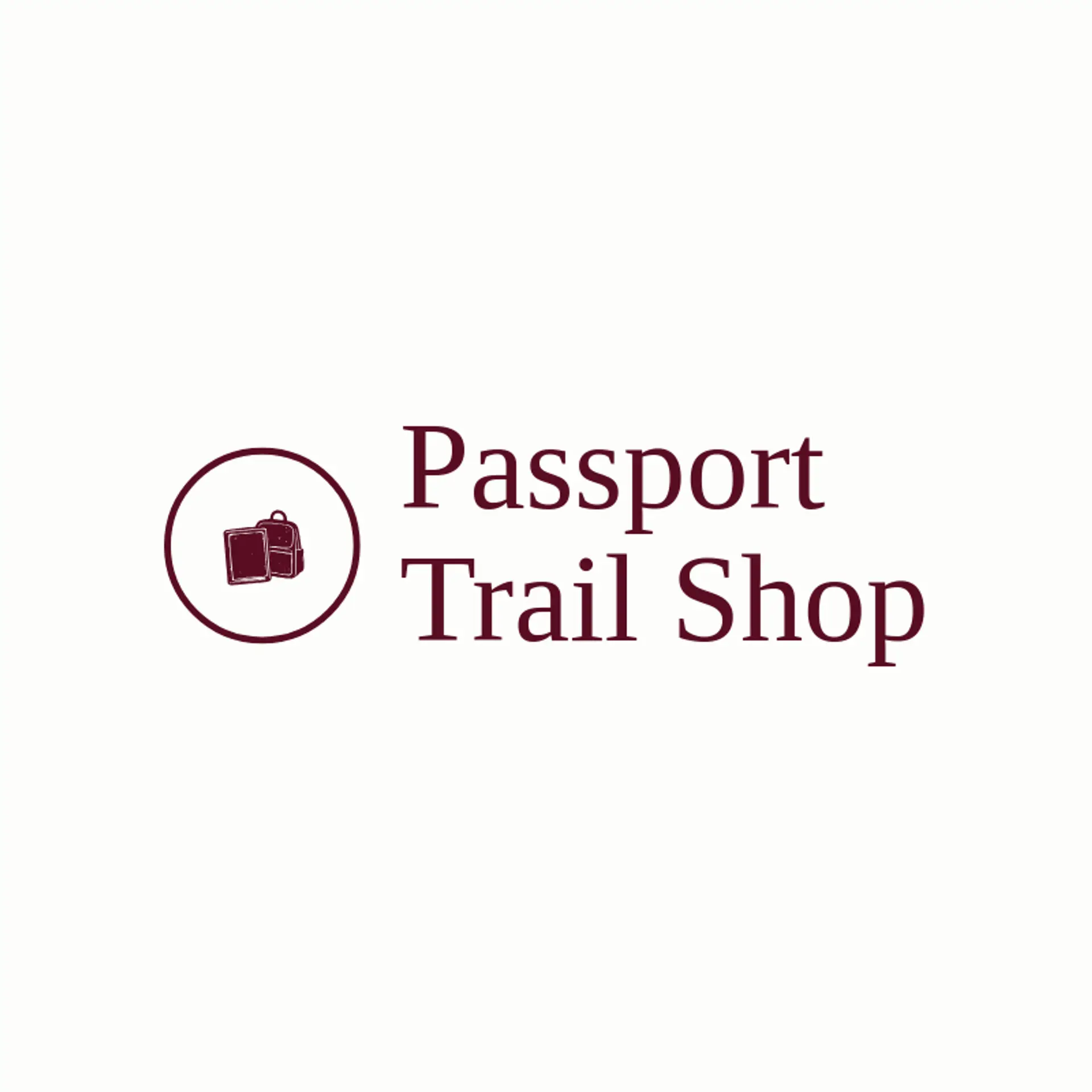 Passport Trail Shop logo for backpack