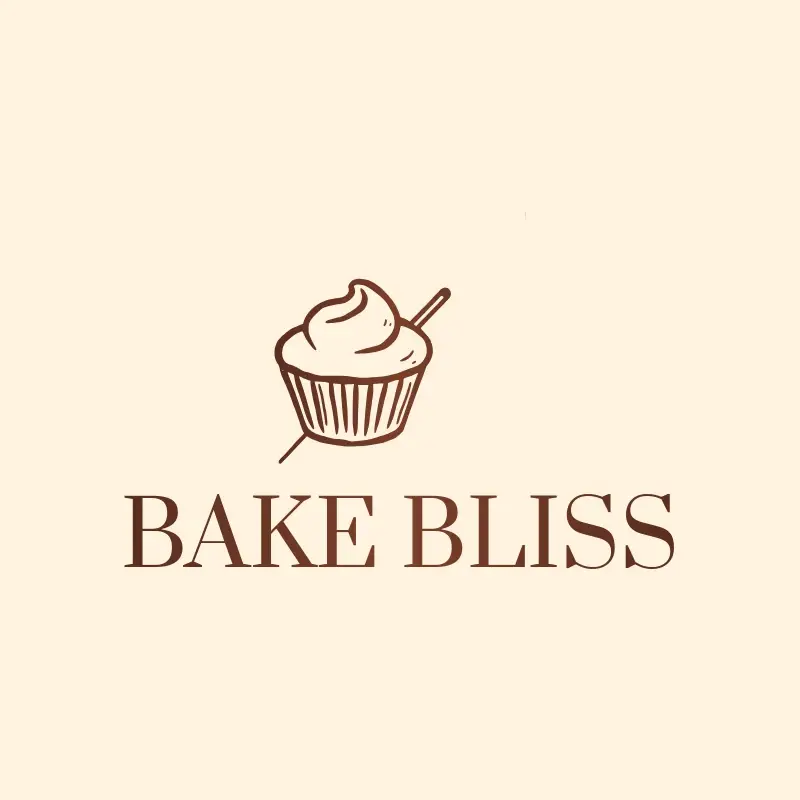 The cake business name Bake Bliss as a branded logo with a single color icon