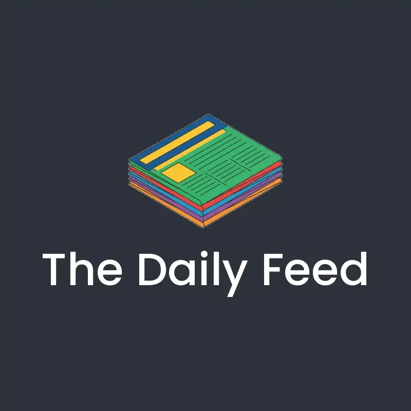 The newspaper name The Daily Feed as a branded logo in an isometric style