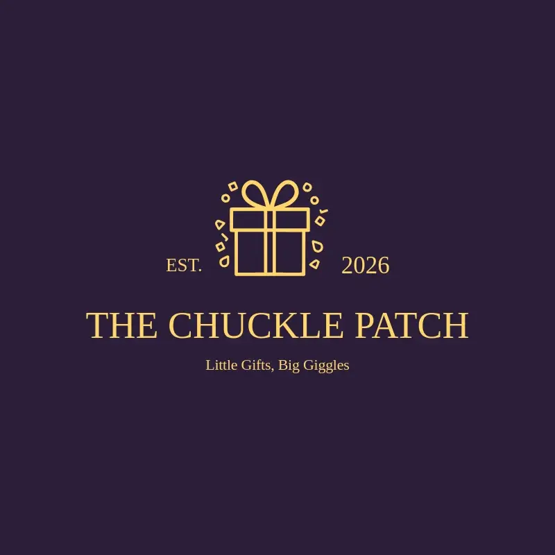 The funny business name The Chuckle Patch as a branded logo with a single color icon