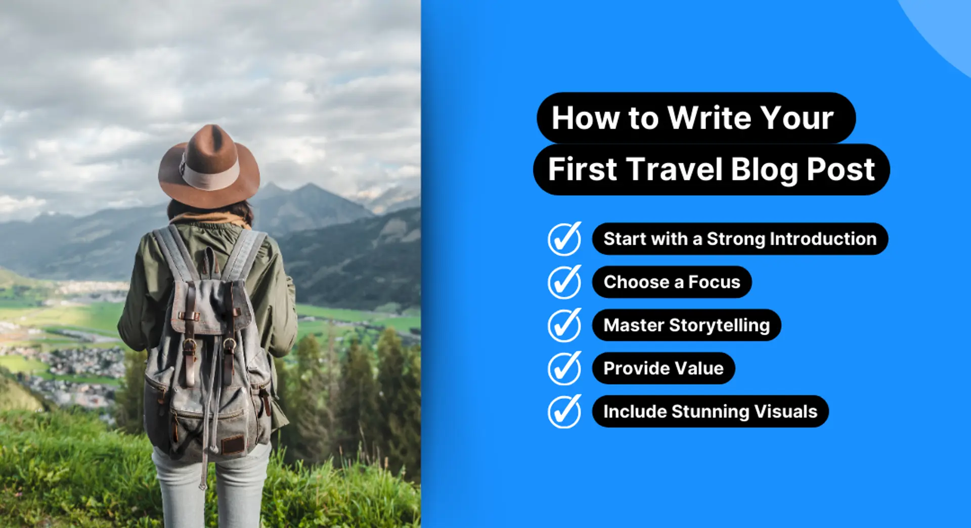 checklist of how to write your first travel blog