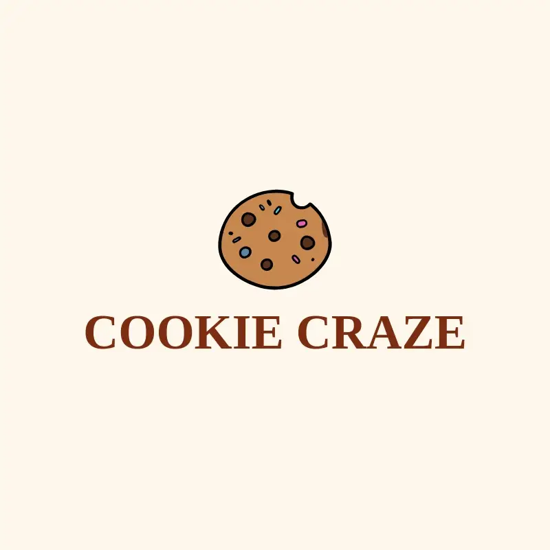 The cookie business name Cookie Craze as a branded logo with a color icon