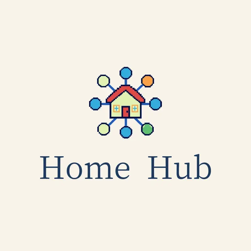 The real estate company name Home Hub as a branded logo with a color icon