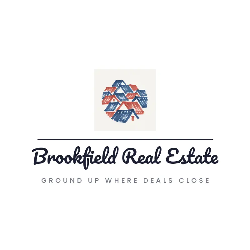 Overlapping building rooftops, a portfolio commercial real estate logo in a brush paint style