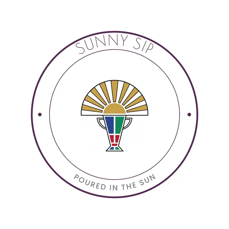 The food truck name Sunny Sip as a branded logo in a deco style