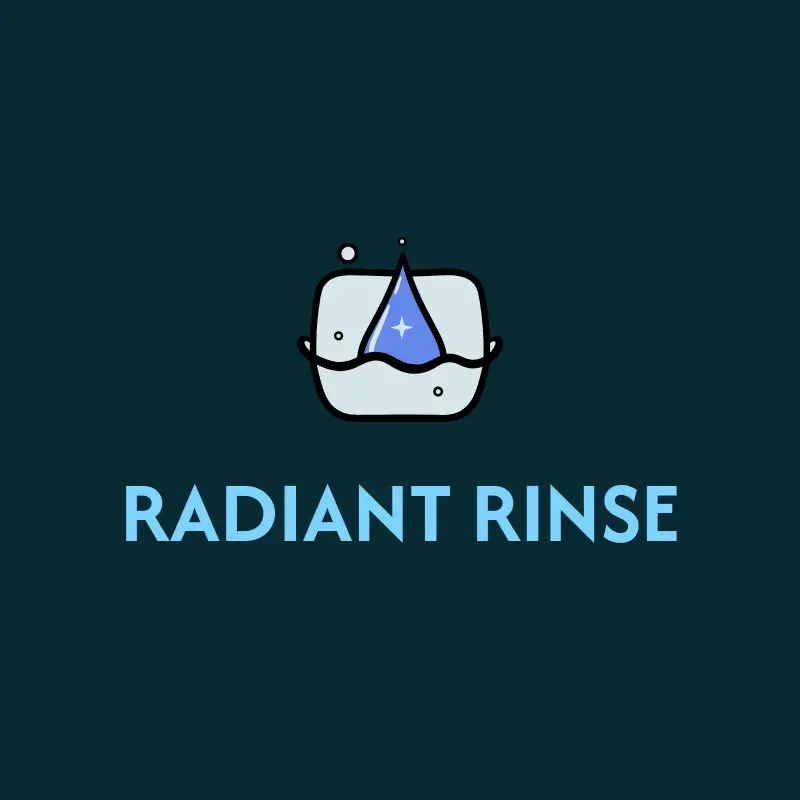 The soap business name Radiant Rinse as a branded logo with a color icon