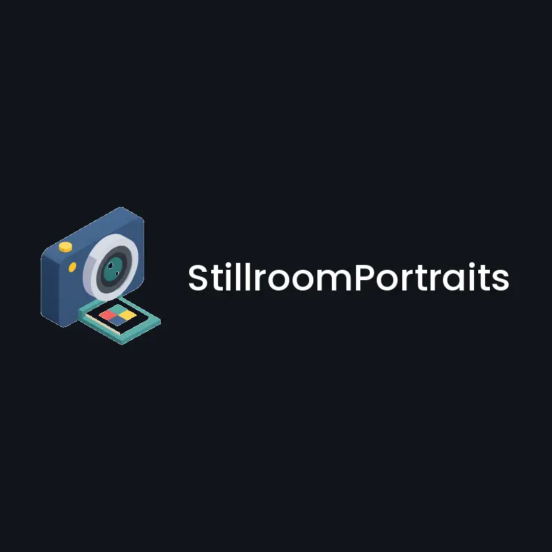 Isometric photo studio logo with a lens printing photo paper