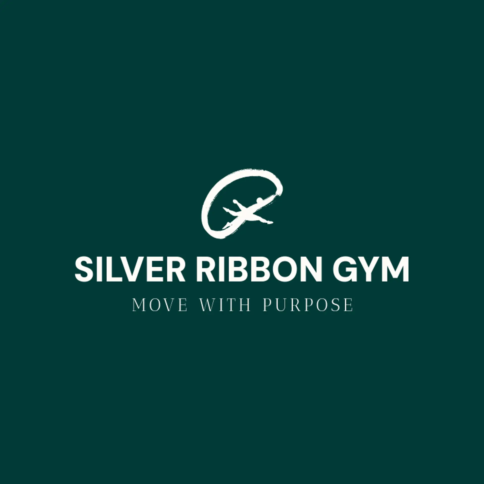 Silver Ribbon Gym logo for gymnastics
