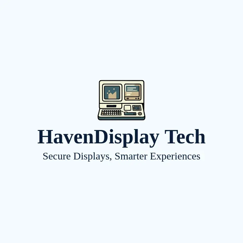 The tech company name HavenDisplay Tech as a branded logo with a color icon