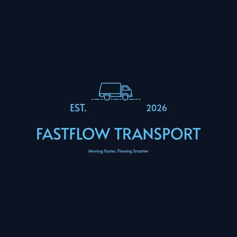 The moving company name FastFlow Transport as a branded logo with a single color icon