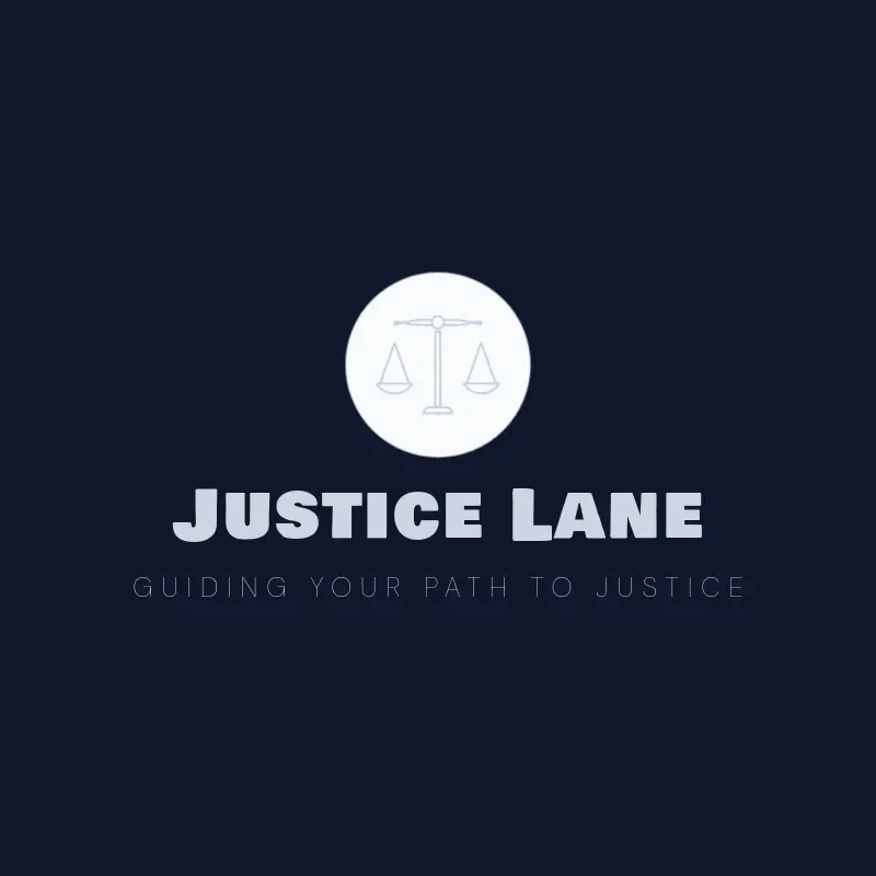 The law firm name Justice Lane as a branded logo with a single color icon
