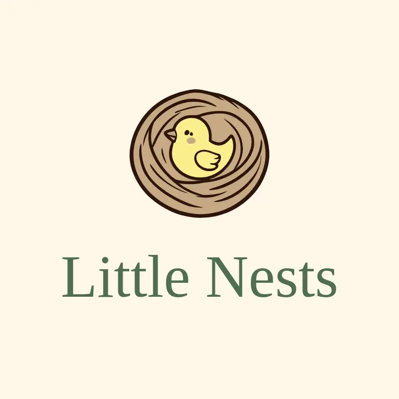 The babysitting name Little Nests as a branded logo with a color icon